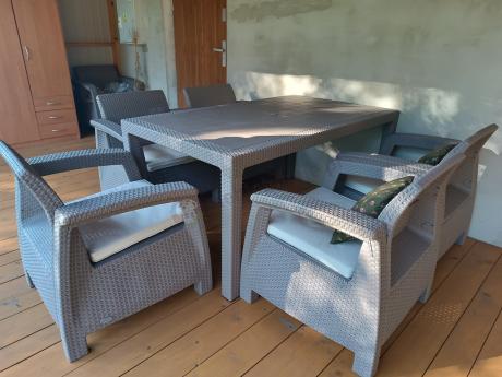 Meble ogrodowe z 6 fotelami i stołem obiadowym CM6 Cappuccino