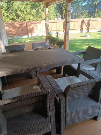 Meble ogrodowe z 6 fotelami i stołem obiadowym CM6 Cappuccino