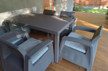 Meble ogrodowe z 6 fotelami i stołem obiadowym CM6 Cappuccino