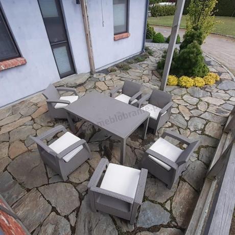 Meble ogrodowe z 6 fotelami i stołem obiadowym CM6 Cappuccino