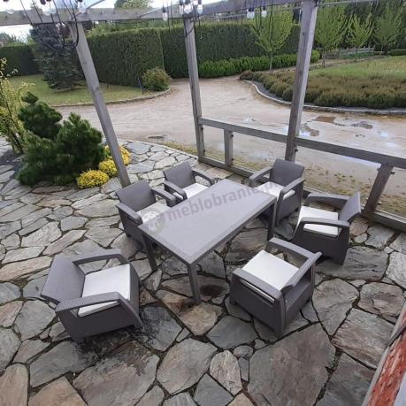 Meble ogrodowe z 6 fotelami i stołem obiadowym CM6 Cappuccino