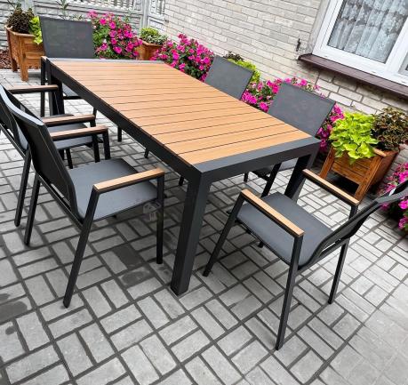 Meble ogrodowe z aluminium - stół 210cm i 12 krzeseł - Tanami Marla Antracite
