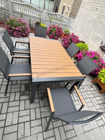 Meble ogrodowe z aluminium - stół 210cm i 12 krzeseł - Tanami Marla Antracite