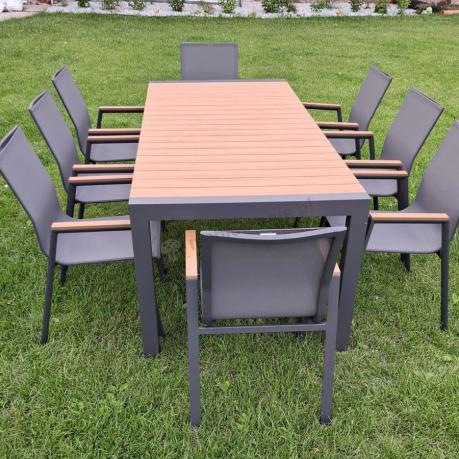 Meble ogrodowe z aluminium - stół 210cm i 12 krzeseł - Tanami Marla Antracite