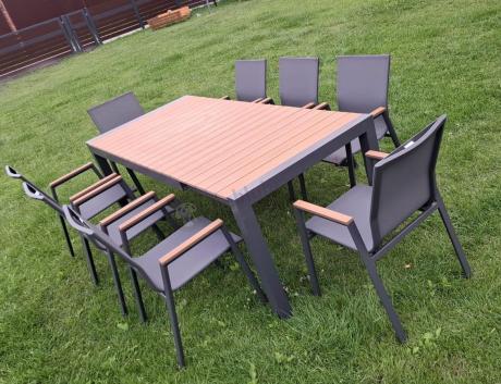 Meble ogrodowe z aluminium - stół 210cm i 12 krzeseł - Tanami Marla Antracite