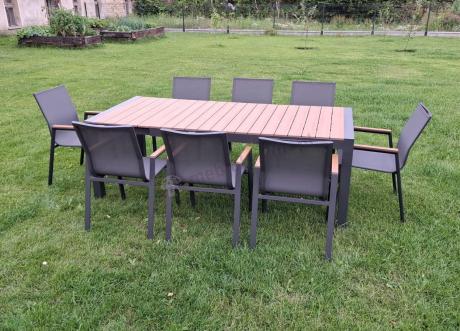 Meble ogrodowe z aluminium - stół 210cm i 12 krzeseł - Tanami Marla Antracite