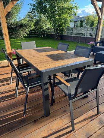 Meble ogrodowe z aluminium - stół 210cm i 12 krzeseł - Tanami Marla Antracite