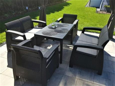 Meble ogrodowe z podnoszonym stołem Meblobranie CFL6 grafitowe