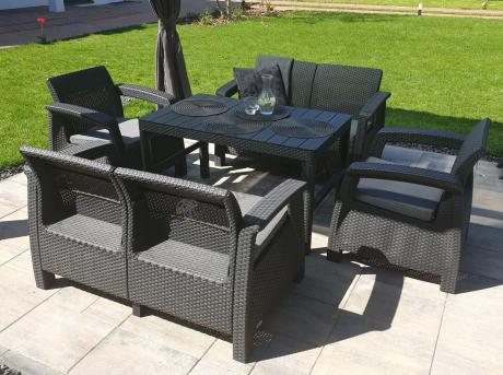 Meble ogrodowe z podnoszonym stołem Meblobranie CFL6 grafitowe