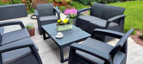 Meble ogrodowe z podnoszonym stołem Meblobranie CFL6 grafitowe