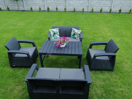 Meble ogrodowe z podnoszonym stołem Meblobranie CFL6 grafitowe