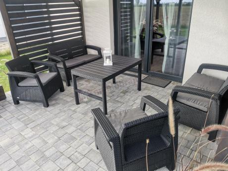 Meble ogrodowe z podnoszonym stołem Meblobranie CFL6 grafitowe