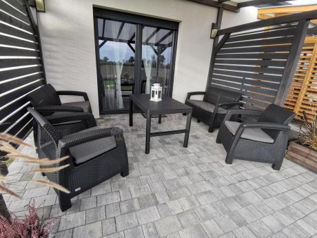 Meble ogrodowe z podnoszonym stołem Meblobranie CFL6 grafitowe