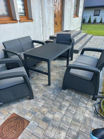 Meble ogrodowe z podnoszonym stołem Meblobranie CFL6 grafitowe