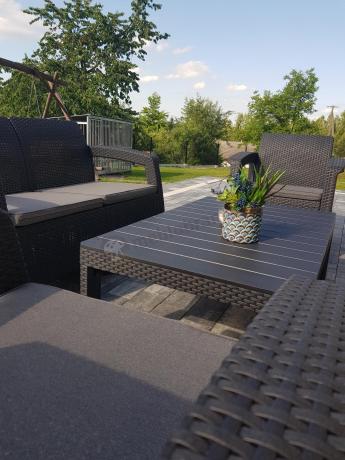 Meble ogrodowe z podnoszonym stołem Meblobranie CFL6 grafitowe