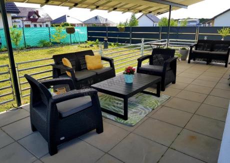 Meble ogrodowe z podnoszonym stołem Meblobranie CFL6 grafitowe