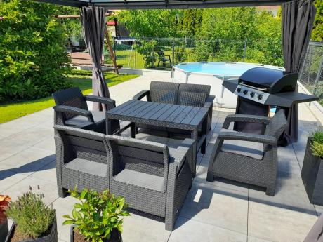 Meble ogrodowe z podnoszonym stołem Meblobranie CFL6 grafitowe