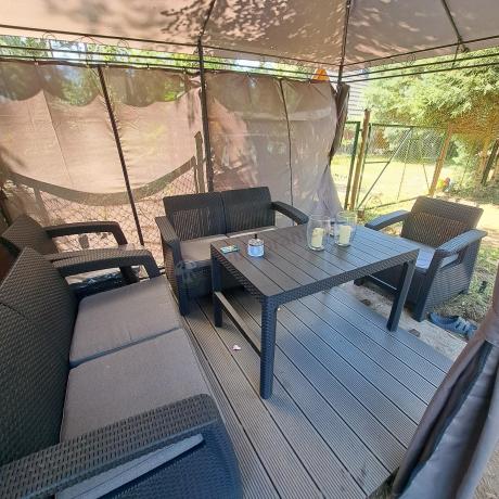 Meble ogrodowe z podnoszonym stołem Meblobranie CFL6 grafitowe