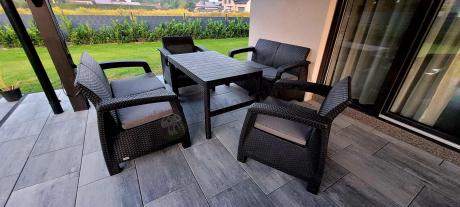 Meble ogrodowe z podnoszonym stołem Meblobranie CFL6 grafitowe