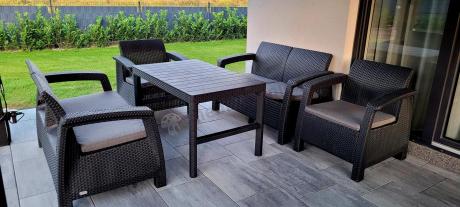 Meble ogrodowe z podnoszonym stołem Meblobranie CFL6 grafitowe
