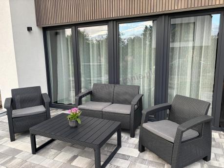 Meble ogrodowe z podnoszonym stołem Meblobranie CFL6 grafitowe