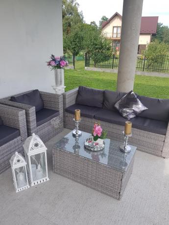 Szary komplet wypoczynkowy do ogrodu