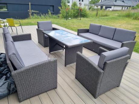 Meble ogrodowe z technorattanu z dużymi sofami Cofete Grande – Anthracite