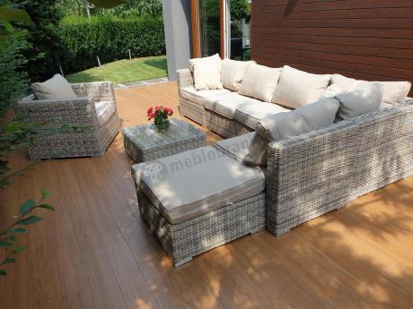 Meble tarasowe z technorattanu LIGURITO VIII Beige + fotel