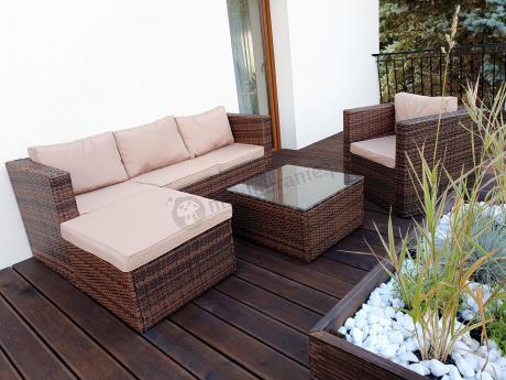 Meble tarasowe z technorattanu Stefano Carmel & Latte