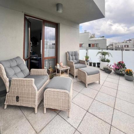 Meble technorattan dwa regulowane fotele + podnóżki + stolik Laritto Duo - Creme