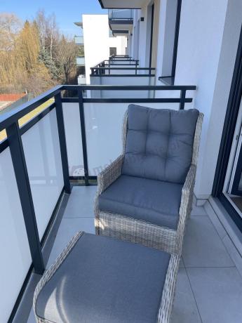 Meble technorattan dwa regulowane fotele + podnóżki + stolik Laritto Duo - Creme