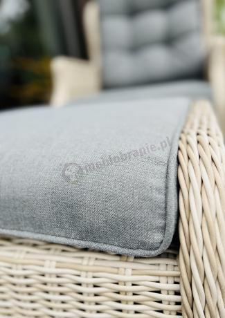 Meble technorattan dwa regulowane fotele + podnóżki + stolik Laritto Duo - Creme