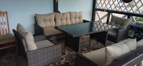 Meble technorattanowe na 8 osób z wysokim stołem Perata Grande Brown