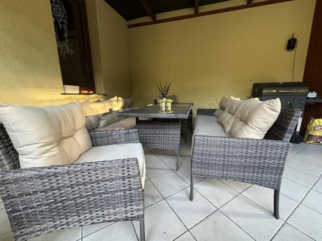 Meble technorattanowe na 8 osób z wysokim stołem Perata Grande Brown