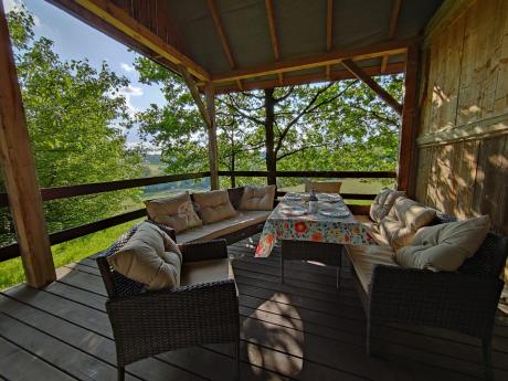 Meble technorattanowe na 8 osób z wysokim stołem Perata Grande Brown