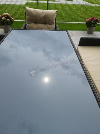 Meble technorattanowe na 8 osób z wysokim stołem Perata Grande Brown