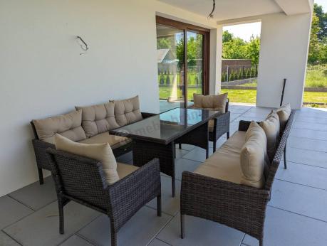 Meble technorattanowe na 8 osób z wysokim stołem Perata Grande Brown