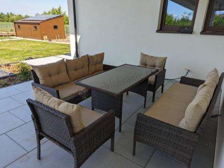 Meble technorattanowe na 8 osób z wysokim stołem Perata Grande Brown