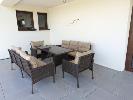 Meble technorattanowe na 8 osób z wysokim stołem Perata Grande Brown