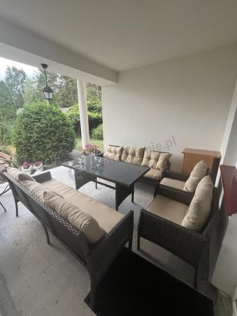 Meble technorattanowe na 8 osób z wysokim stołem Perata Grande Brown