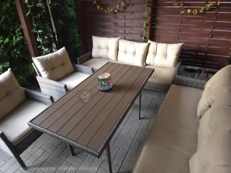 Meble technorattanowe na 8 osób z wysokim stołem polywood Perata Grande Brown