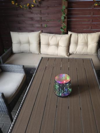 Meble technorattanowe na 8 osób z wysokim stołem polywood Perata Grande Brown