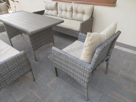 Meble technorattanowe na 8 osób z wysokim stołem polywood Perata Grande Brown