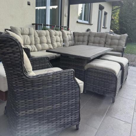 Meble technorattanowe tarasowe z narożnikiem z wysokim stołem polywood Fiorento Corner - Brown