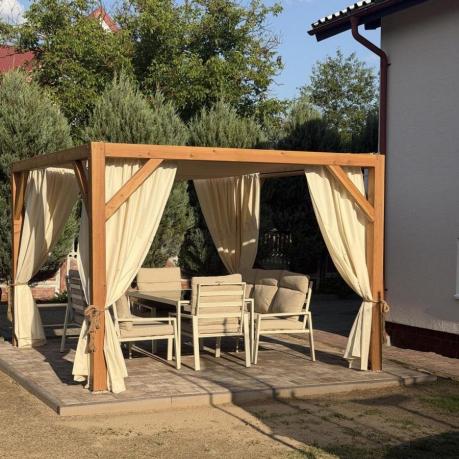 Metalowe meble na taras dla 8 osób z sofami 175cm i wysokim stołem Doros Grande - Cream