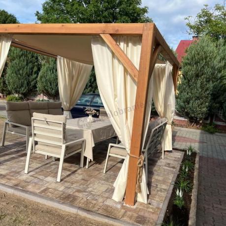 Metalowe meble na taras dla 8 osób z sofami 175cm i wysokim stołem Doros Grande - Cream