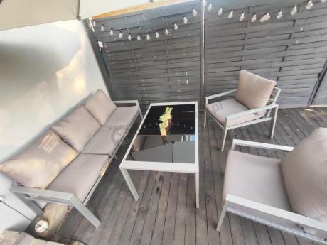 Metalowe meble ogrodowe szare dla 5 osób Sodor Dining