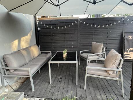 Metalowe meble ogrodowe szare dla 5 osób Sodor Dining