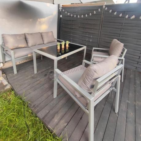 Metalowe meble ogrodowe szare dla 5 osób Sodor Dining