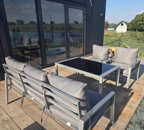 Metalowe meble ogrodowe szare dla 5 osób Sodor Dining